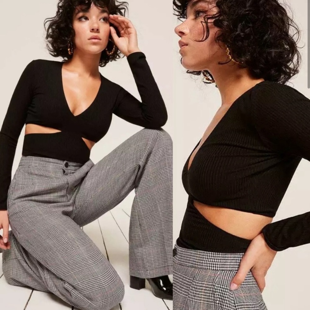 Reformation Asher Crop Side Cutouts Long Sleeve